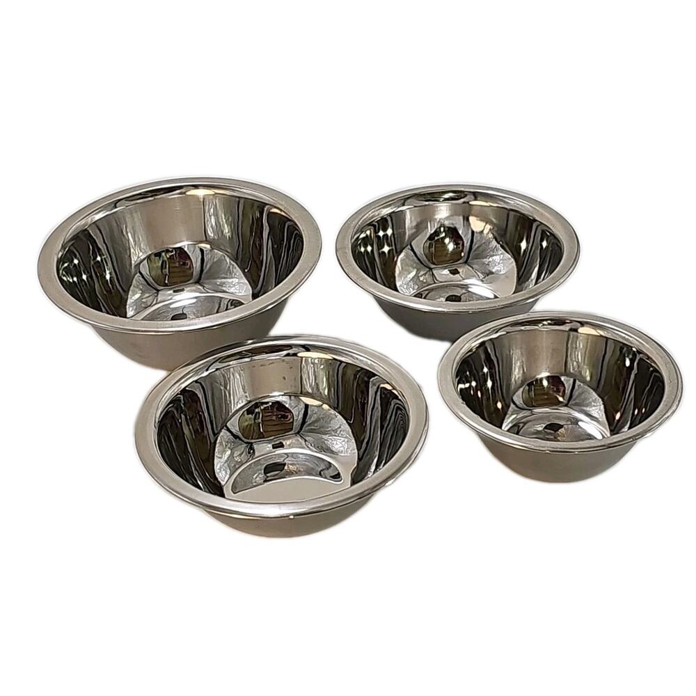 Set of 4 Stainless Steel Mixing Bowls • Assorted Sizes • 5¼", 6⅜" (2), 7" [18]